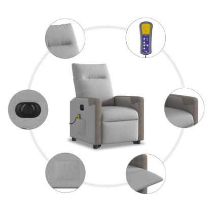 Електрически изправящ масажен реклайнер стол облачносив текстил