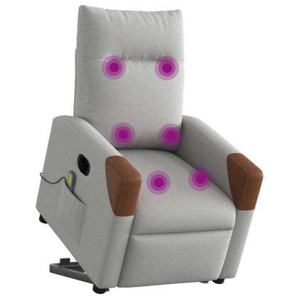 Електрически изправящ масажен реклайнер стол облачносив текстил