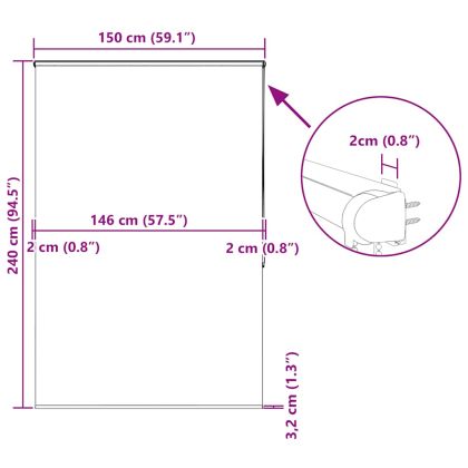 Ролетна щора за душ с касета 150x240 см Ширина на плата 146 см