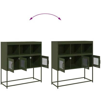 Бюфет, маслиненозелен, 100,5x39x107см, студеновалцувана стомана