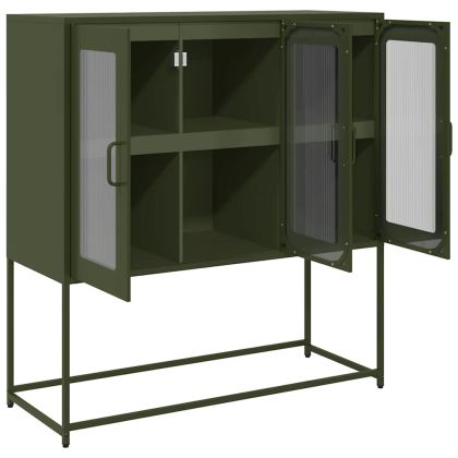 Бюфет, маслиненозелен, 100,5x39x107см, студеновалцувана стомана