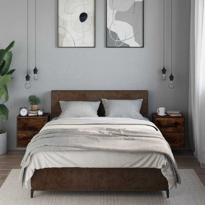 Стенни нощни шкафчета 2 бр. опушен дъб 40x31x39,5 cm