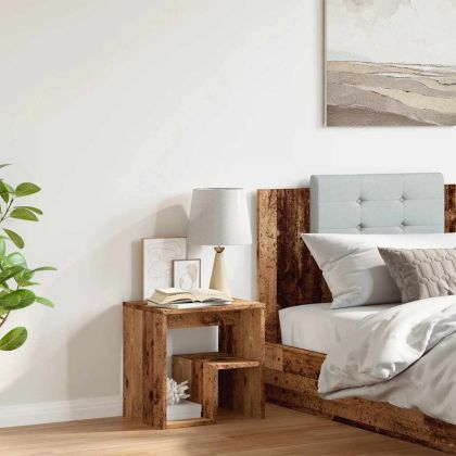 Нощно шкафче, старо дърво, 40x30x40 см, инженерно дърво