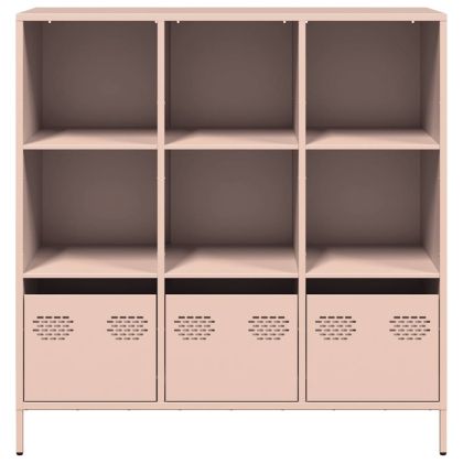 Висок шкаф, розов, 101,5x39x103,5 см, стомана