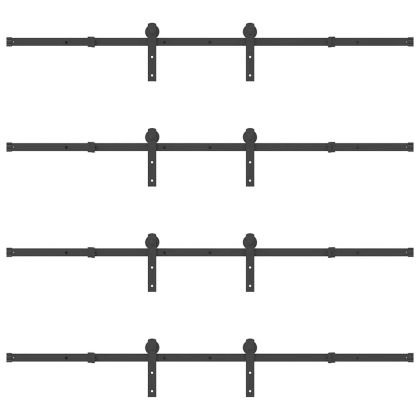 Комплект механизъм за плъзгаща врата, 366 см, стомана, черен