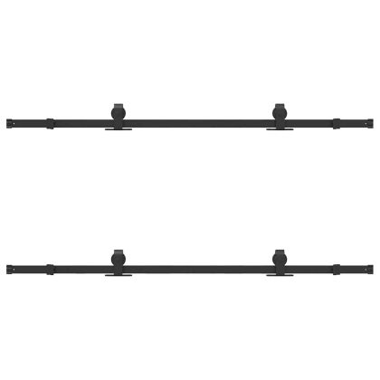 Комплект механизъм за плъзгаща врата, 183 см, стомана, черен