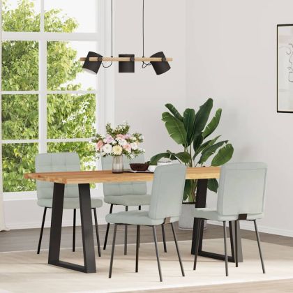 Трапезни столове, 4 бр, светлосиви, кадифе