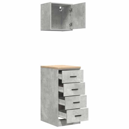 гаражни шкафове, 2 бр, бетонно сиви, инженерно дърво