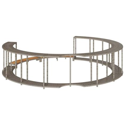 Покрив за джакузи със склад и дървена стъпка Сив полиратан