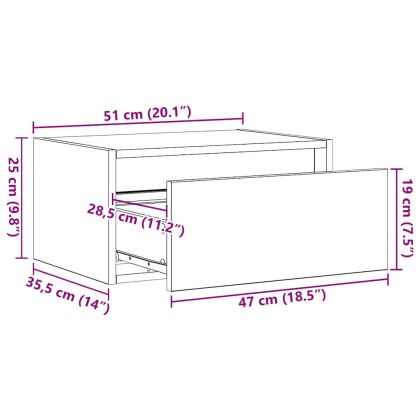Нощно шкафче за стена с LED осветление, бетонно сиво
