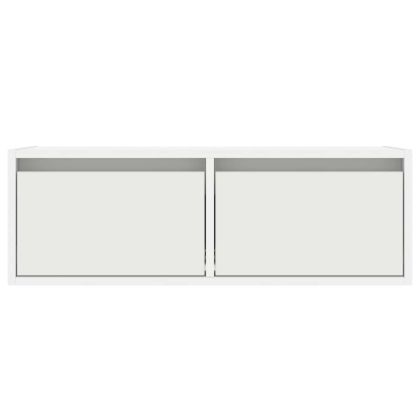 ТВ шкаф с LED осветление, бял, 75x35,5x25 см