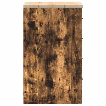 Гаражен шкаф за съхранение, опушен дъб, 40x51x85 см, бор масив