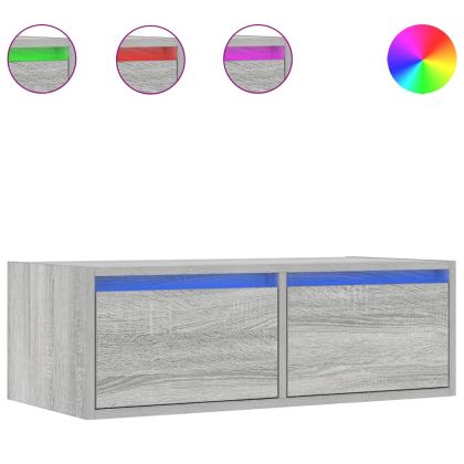 ТВ шкаф с LED осветление, сив сонома, 75x35,5x25 см