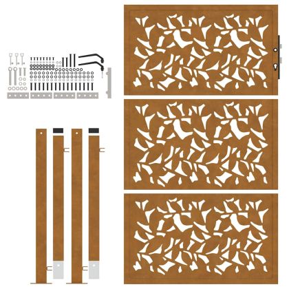 Градинска порта 100x150 см, дизайн с листо, устойчиво на атмосферни влияния, стомана