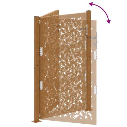 Градинска порта 100x150 см, дизайн с листо, устойчиво на атмосферни влияния, стомана