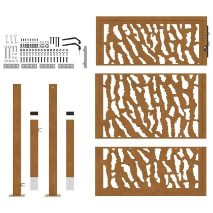 Градинска порта 100x125 см, издръжлива стомана, дизайн с трасета