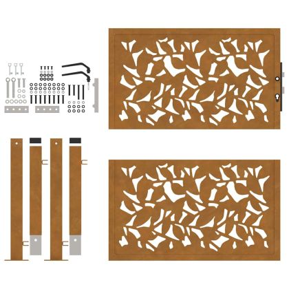 Градинска порта 100x100 см, дизайн с листо, устойчиво на атмосферни влияния, стомана