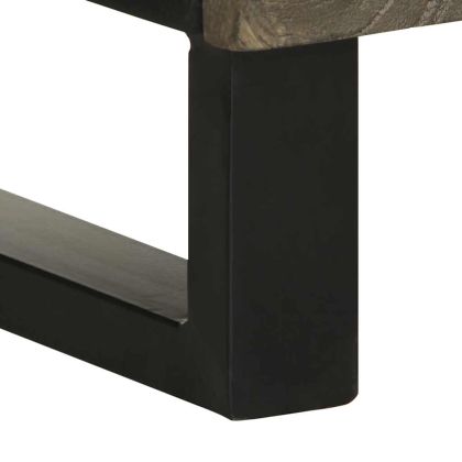 Шкаф за баня, черен, 38x33x160 см, масивно мангово дърво