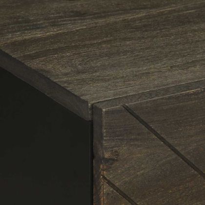 Нощни шкафчета, черни, 2 бр, 40x33x46 см, манго масив