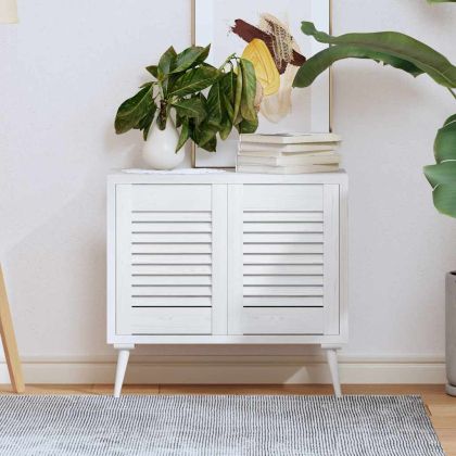 Врати за шкафове Louvred Design 2 бр., бели 39,5x29,5 см