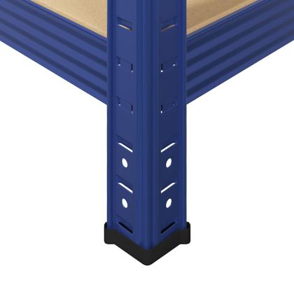 Стелаж с 4 рафта, синьо, стомана и инженерно дърво