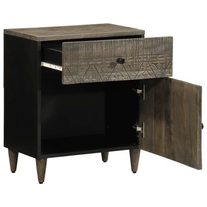 Нощно шкафче Светло сиво 50x33x60 cm Масивна дървесина Манго