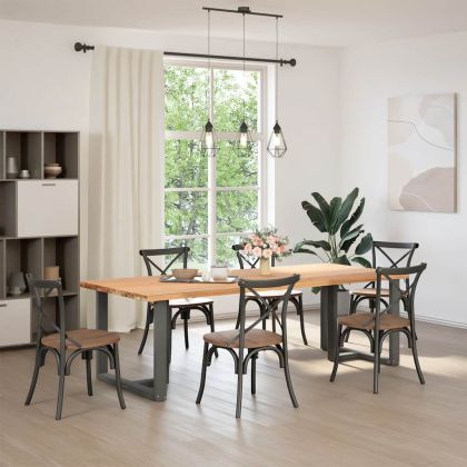 Крака за трапезна маса, Т-образни, 2 бр., антрацит, 100x35x(72-73) см, стомана