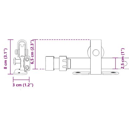 Комплект плъзгащи се врати за шкафове 213 см въглеродна стомана