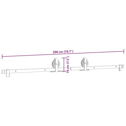 Комплект механизъм за плъзгаща врата, 200 см, стомана, черен