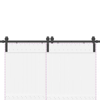 Комплект механизъм за плъзгаща врата, 183 см, стомана, черен