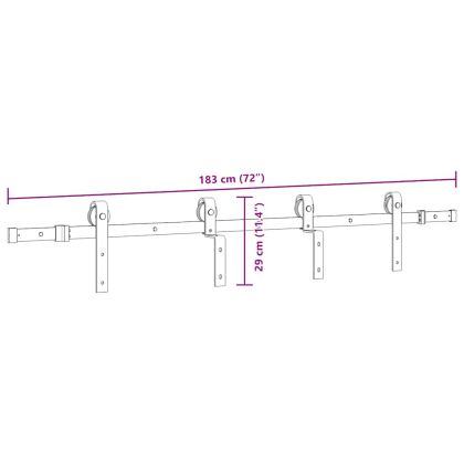 Комплект механизъм за плъзгаща врата, 183 см, стомана, черен