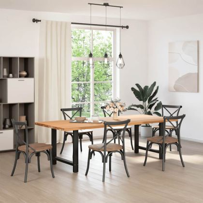 Крака за трапезна маса, черни, 2 бр., 70 x (72-73) см, стомана