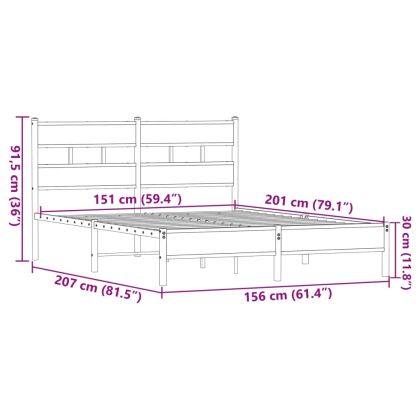Рамка за легло без матрак Кафяв дъб Инженерна дървесина