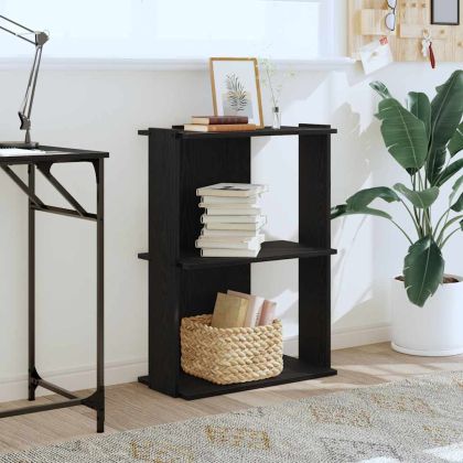 Библиотека 3 рафта черна 60x30x80 см инженерно дърво