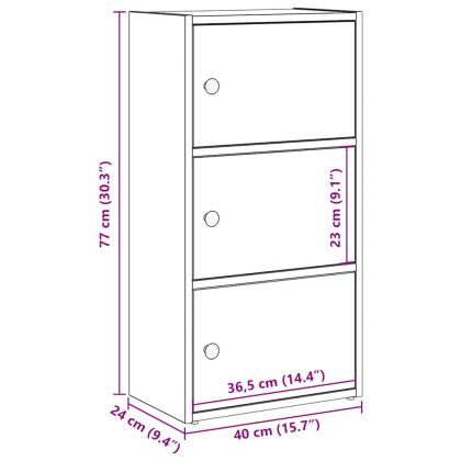 Библиотека, Черен дъб, 40x24x77 см, инженерно дърво