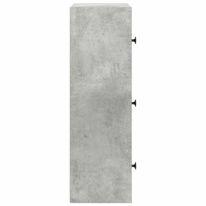 Библиотека, бетонно сива, 40x24x77 см, инженерно дърво