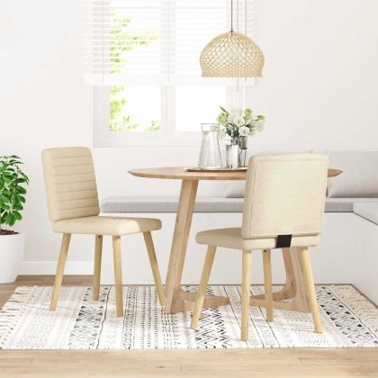 Трапезни столове, 2 бр, кремави, текстил