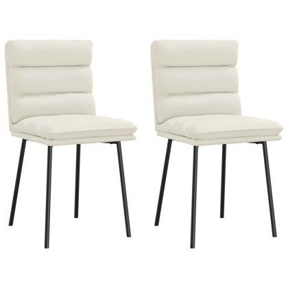 Трапезни столове, 2 бр, кремави, кадифе
