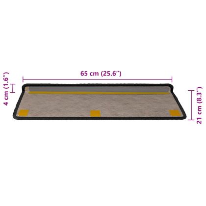 Самозалепващи стелки за стълби сизал 30 бр 65x21x4 см антрацит