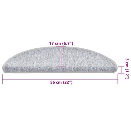 Изтривалки за стълби, 30 бр., 56x17x3 см, светлосиви, полукръгли