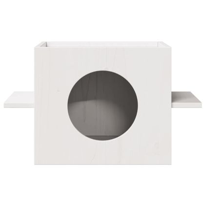 Къща за котки бяла 51x35x30 cm масивна дървесина бор