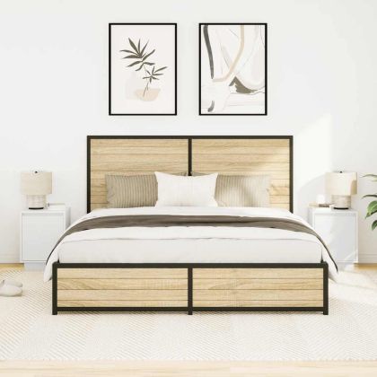 Нощни шкафчета с LED осветление 2 бр., бели 38x34x50 cm