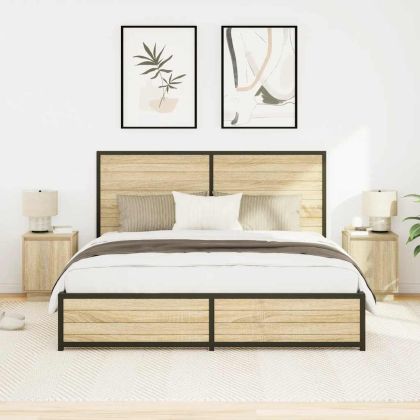 Нощни шкафчета с LED осветление 2 бр. дъб сонома 38x34x50 cm