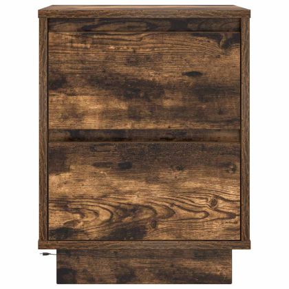 Нощно шкафче с LED осветление опушен дъб 38x34x50 cm