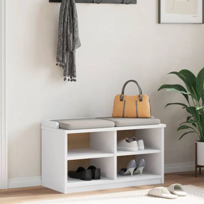 vidaXLL Пейка за антре SANDNES Бяла 87x40x50 cm Масивна дървесина Бор