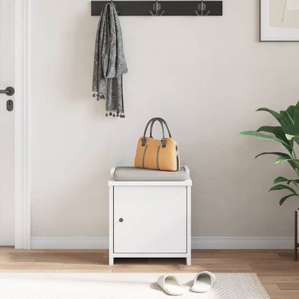 vidaXLL Пейка за антре SANDNES Бяла 45x40x50 cm Масивна дървесина Бор