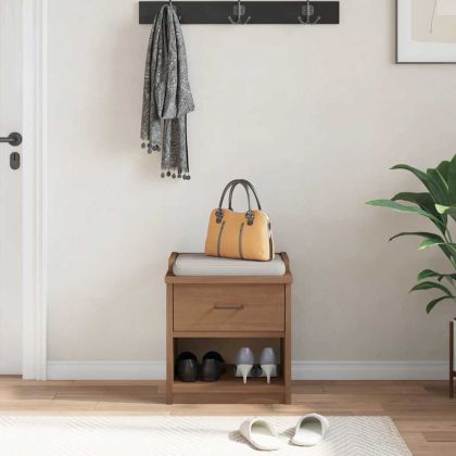 vidaXLL Пейка за антре SANDNES 45x40x50 cm масивна дървесина бор