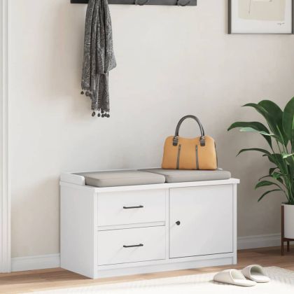 vidaXLL Пейка за антре SANDNES Бяла 87x40x50 cm Масивна дървесина Бор