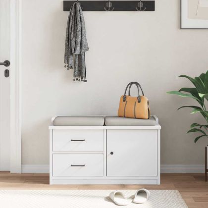vidaXLL Пейка за антре SANDNES Бяла 87x40x50 cm Масивна дървесина Бор