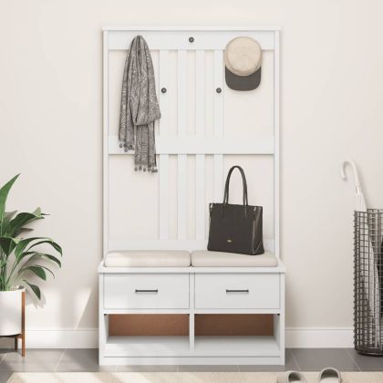vidaXLL Дърво за антре SANDNES бяло 87x40x159,5 cm